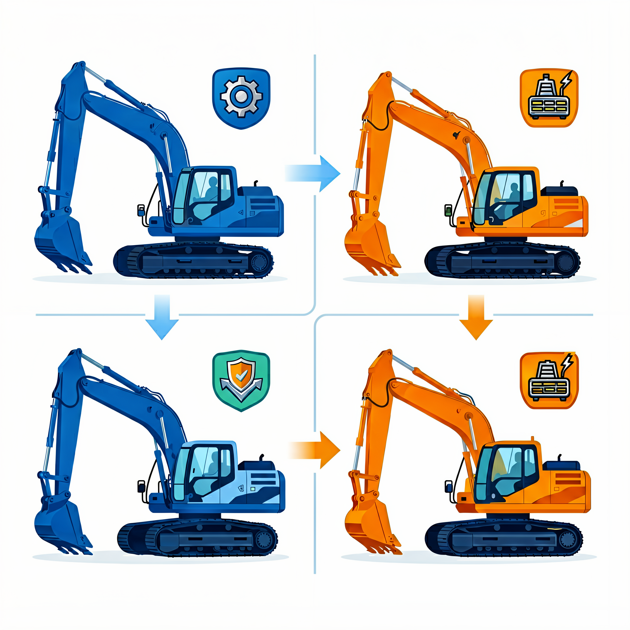 Hybrid excavator technology route comparison