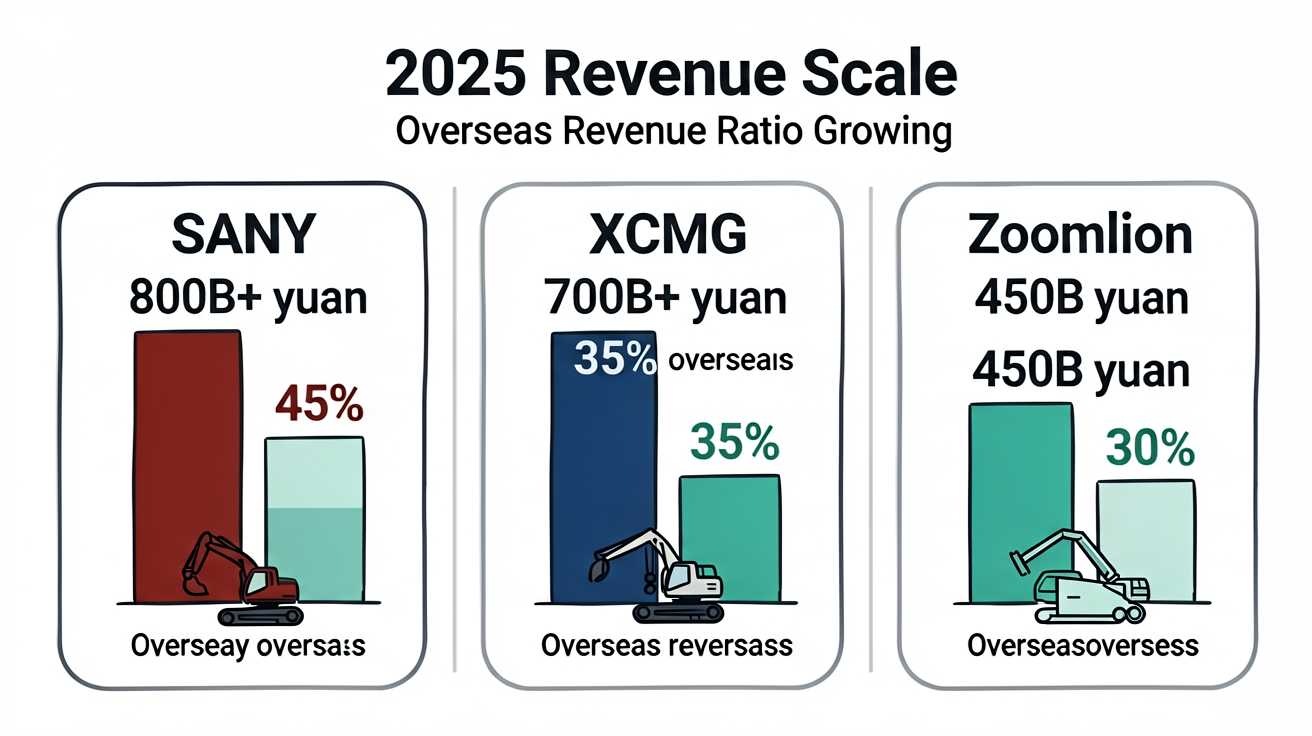 Comparison of Big Three's Revenue Scale and Overseas Revenue Share