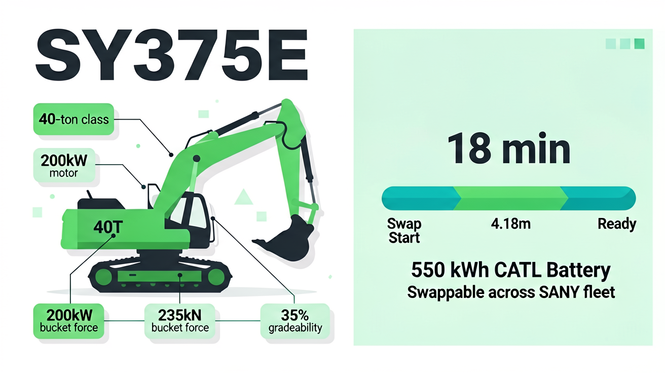 SANY SY375E Electric Excavator Technical Specifications