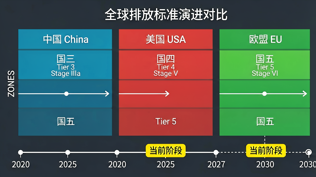 Comparison of Emission Standard Evolution Across Major Global Markets