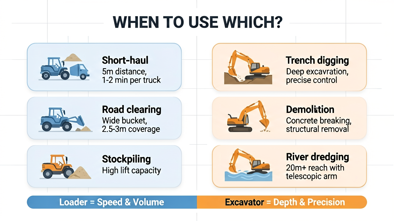 Application scenario comparison: what wheel loaders and excavators each excel at