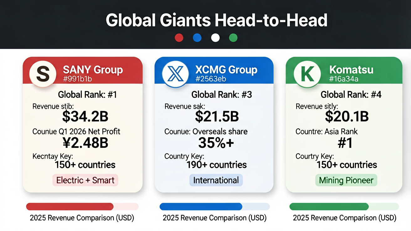 Comparison of the World's Three Largest Construction Machinery Giants