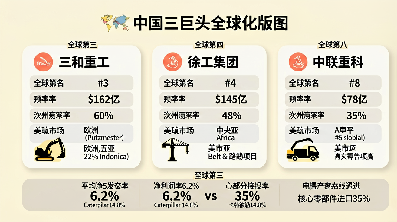 Chinese Construction Machinery Big Three Globalization Map