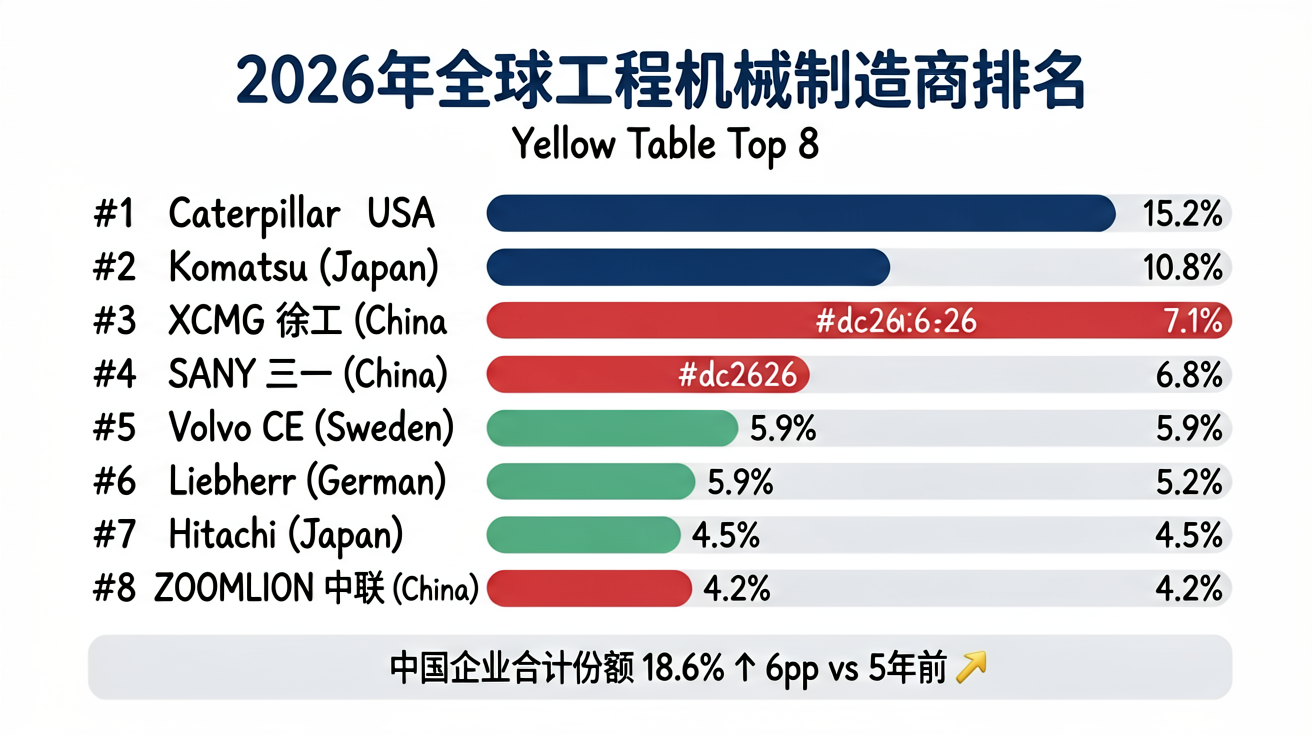 2026 Global Construction Equipment Manufacturer Rankings