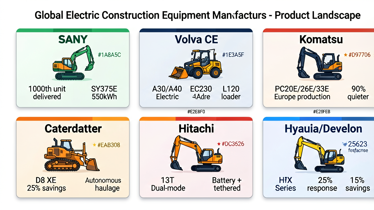 Global Electric Construction Equipment Manufacturer Product Matrix