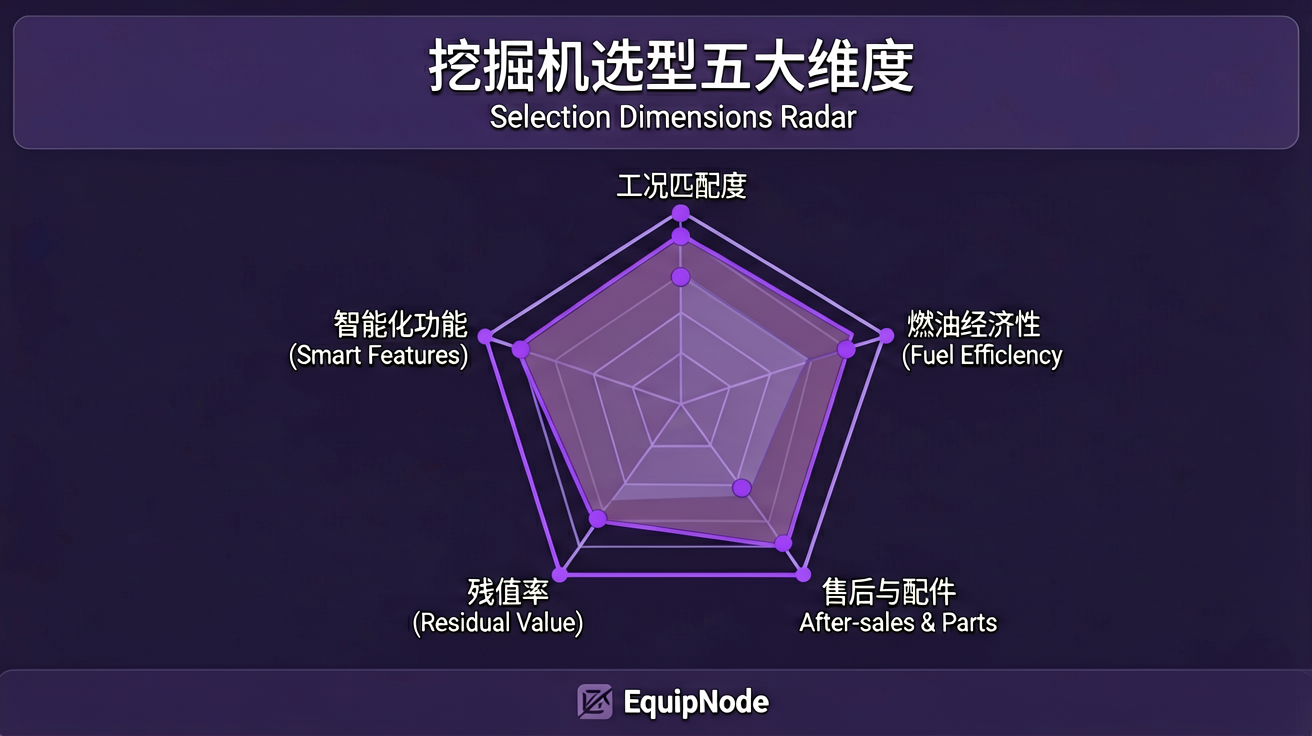 Excavator Selection Five Dimensions Radar Chart